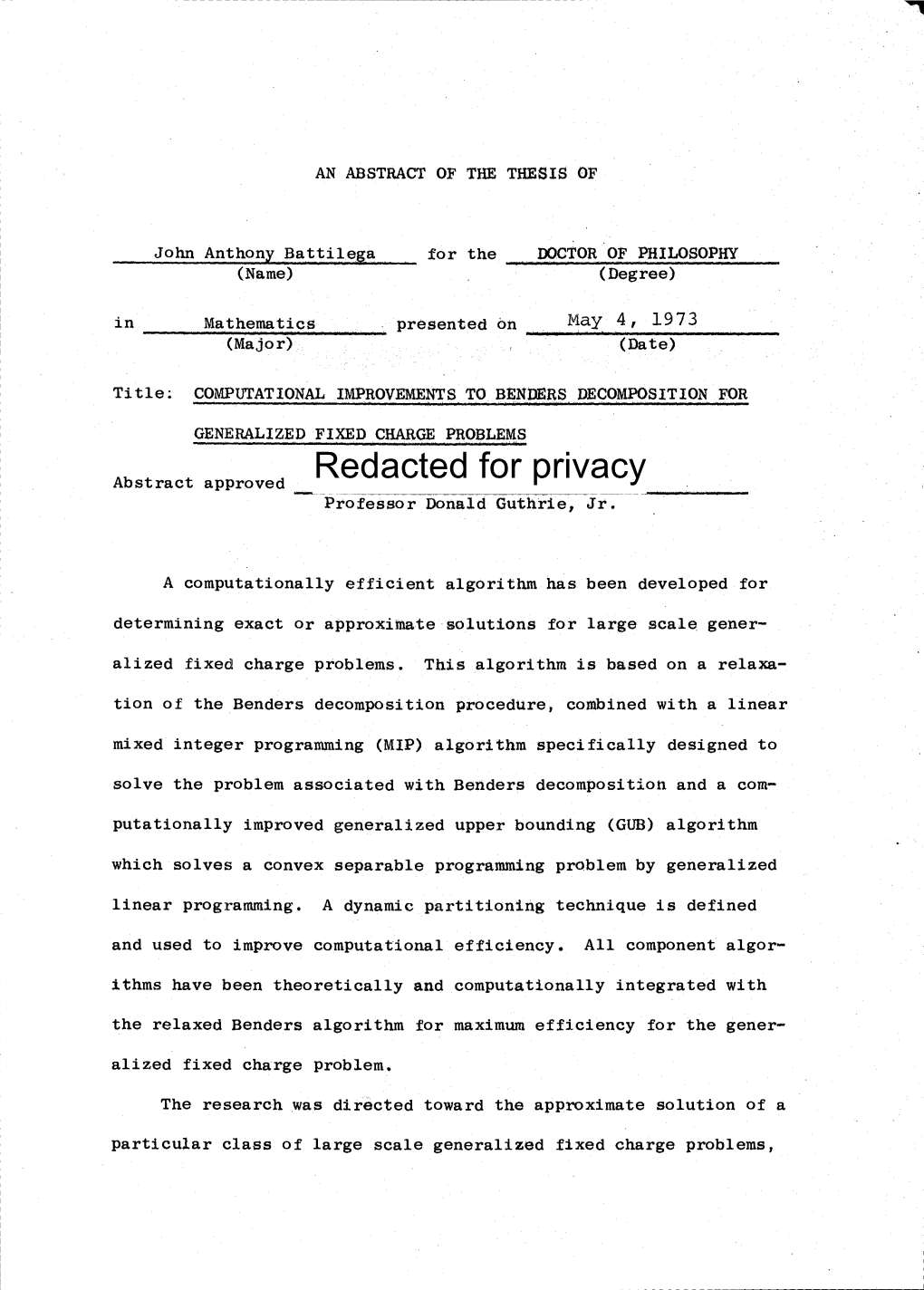 Redacted for Privacy Professor Donald Guthrie, Jr