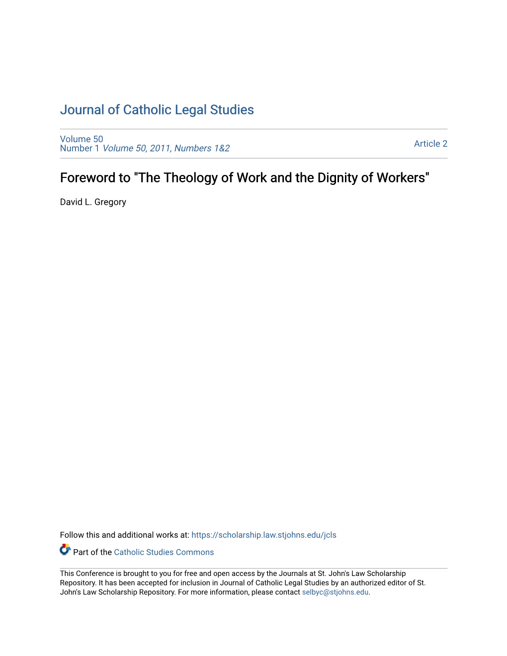 The Theology of Work and the Dignity of Workers