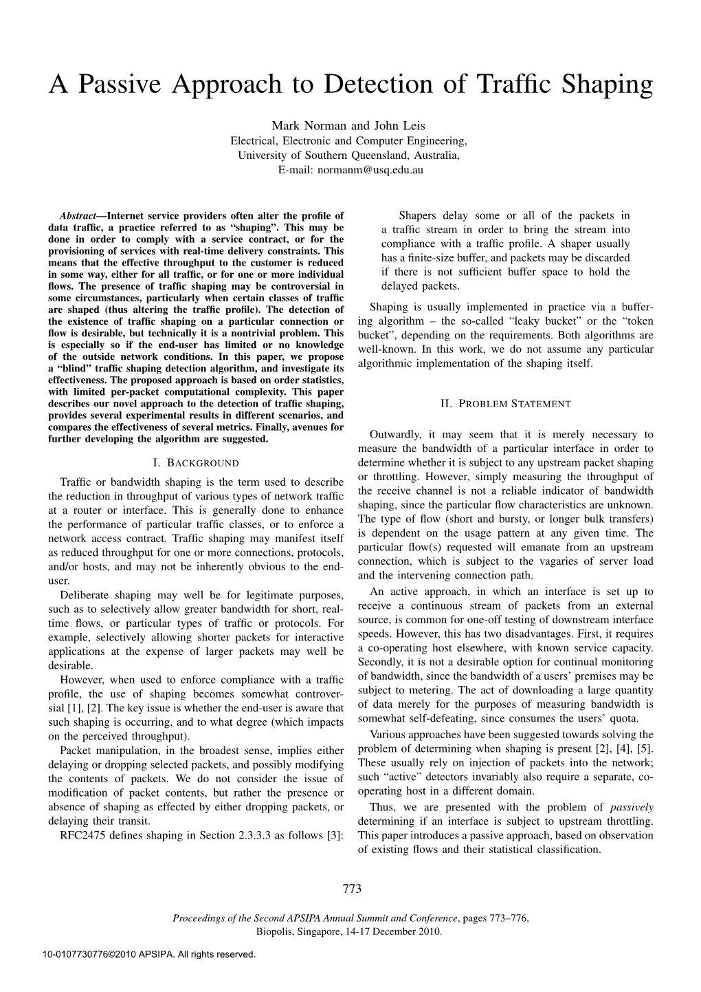 A Passive Approach to Detection of Traffic Shaping