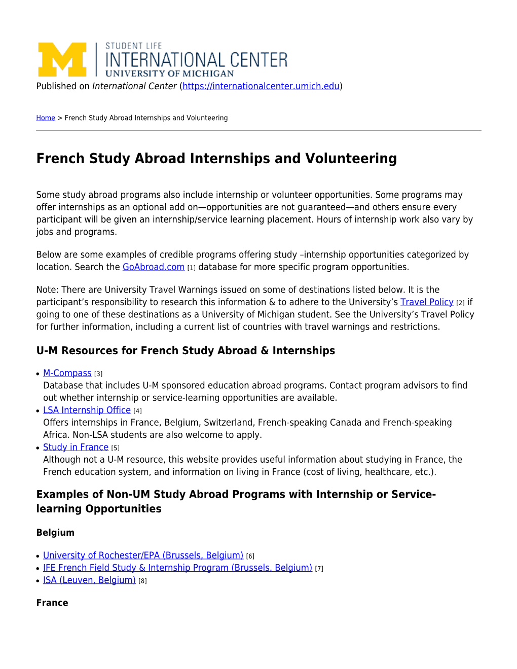 French Study Abroad Internships and Volunteering