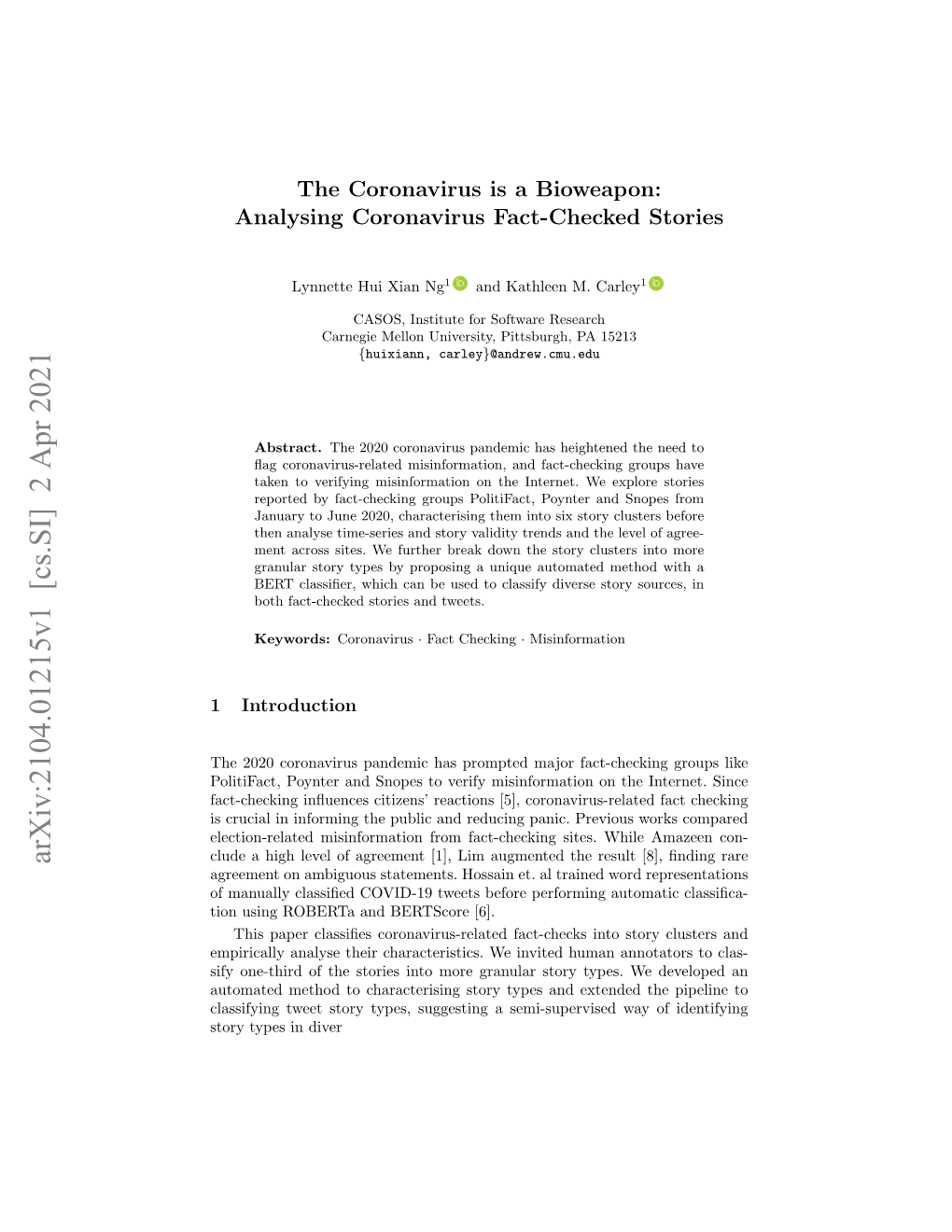 Arxiv:2104.01215V1 [Cs.SI] 2 Apr 2021 Agreement on Ambiguous Statements