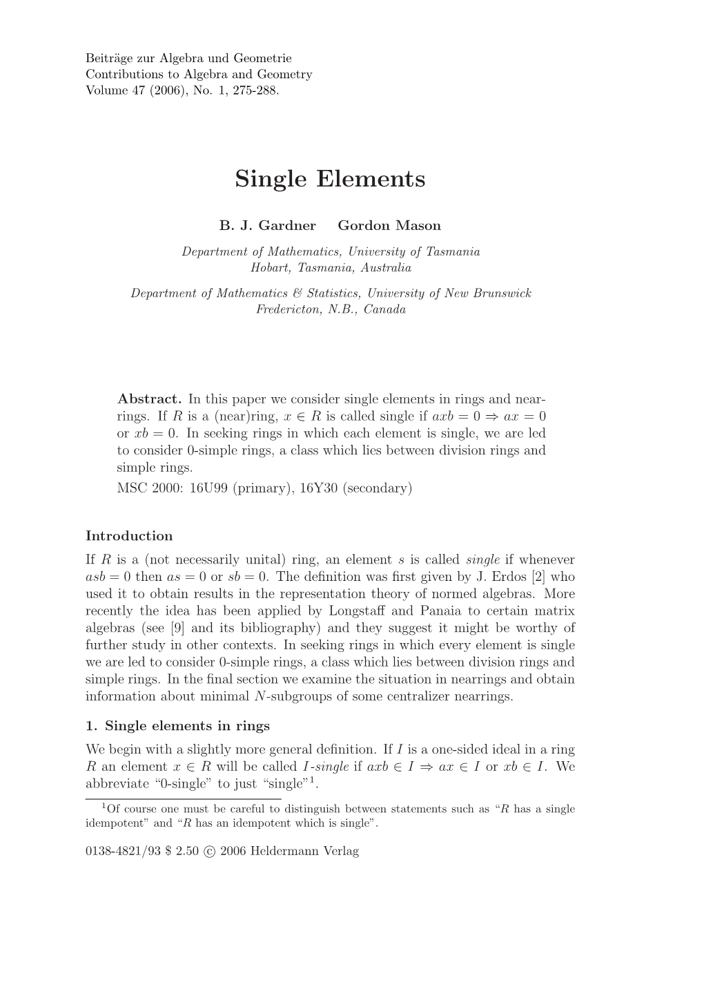 Single Elements