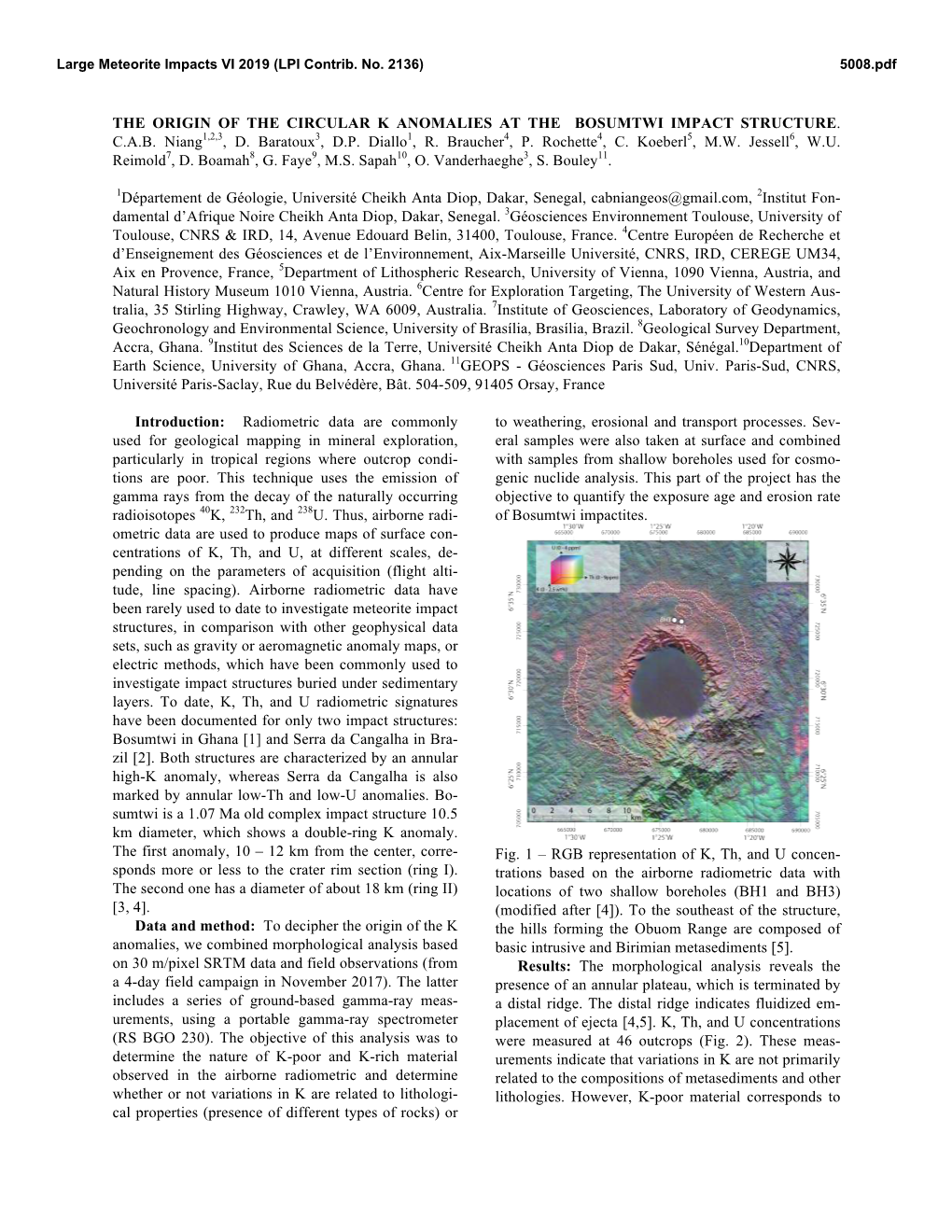 The Origin of the Circular K Anomalies at the Bosumtwi Impact Structure