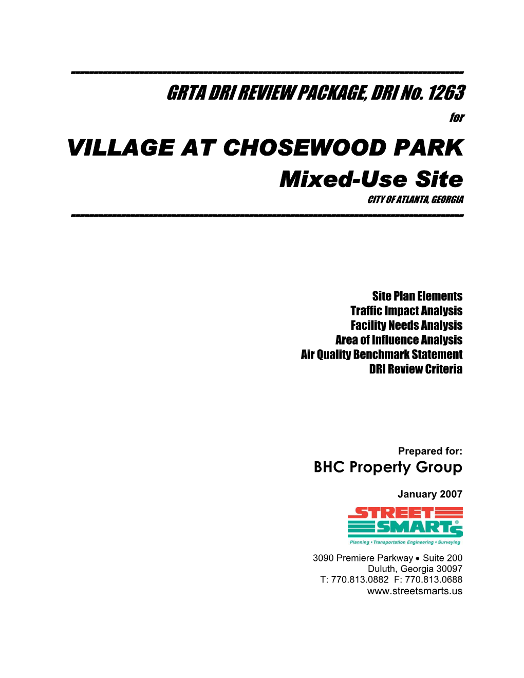 VILLAGE at CHOSEWOOD PARK Mixed-Use Site CITY of ATLANTA, GEORGIA