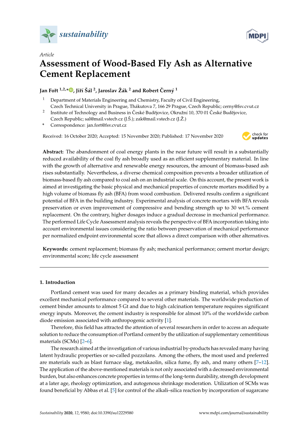 Assessment of Wood-Based Fly Ash As Alternative Cement Replacement