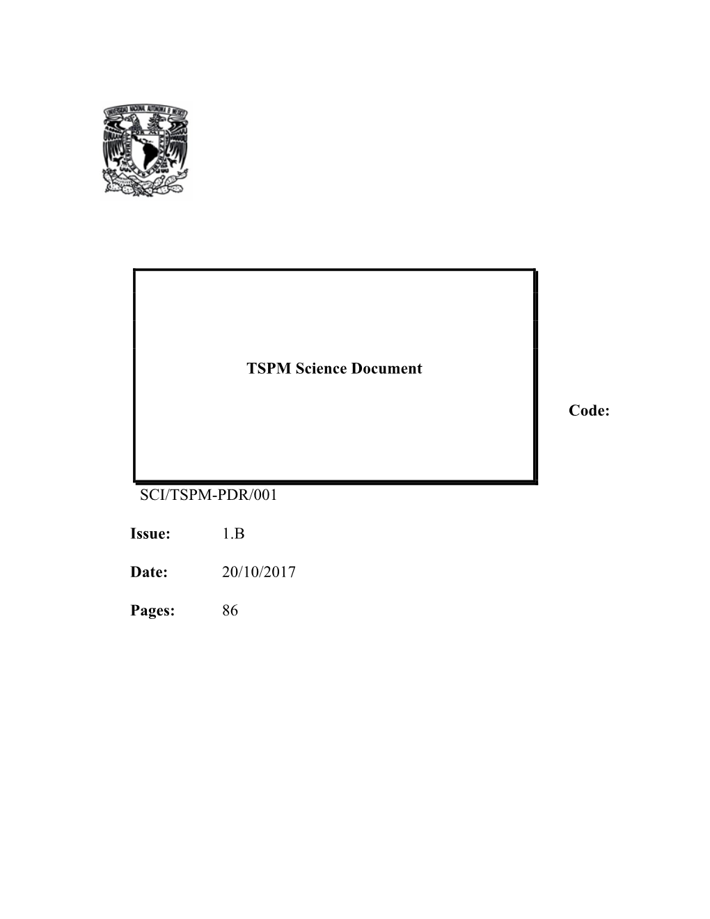 SCI/TSPM-PDR/001 Issue: 1.B Date: 20/10/2017 Pages