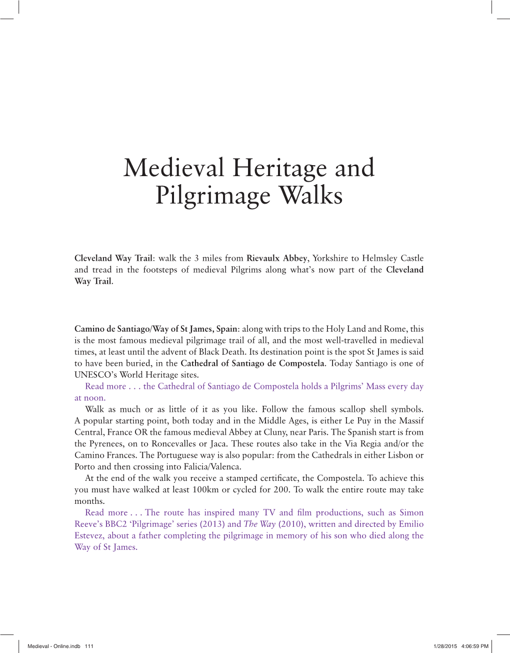 Medieval Heritage and Pilgrimage Walks