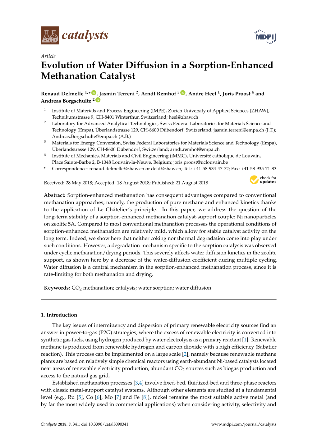 Evolution of Water Diffusion in a Sorption-Enhanced Methanation Catalyst