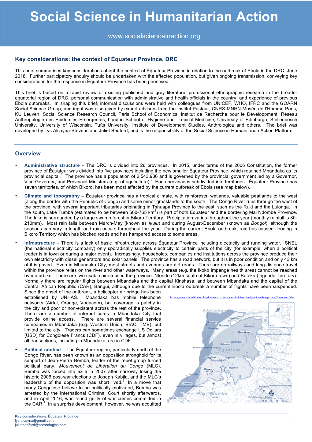 Equateur Province Context