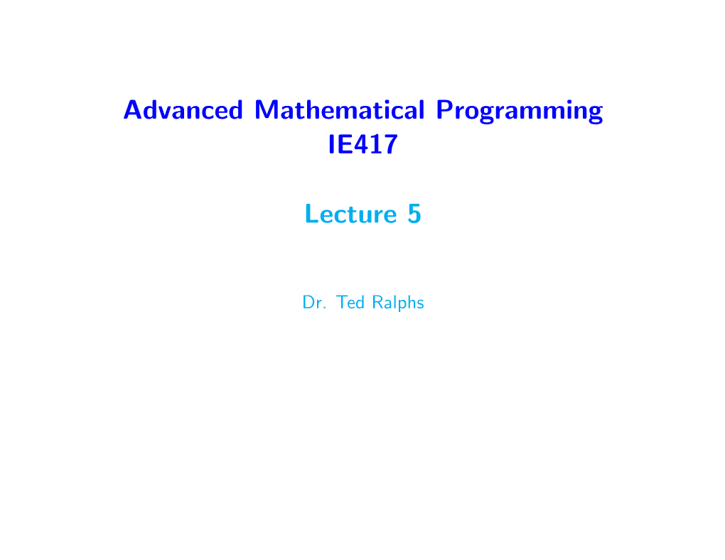 Lecture 5: Maxima and Minima of Convex Functions