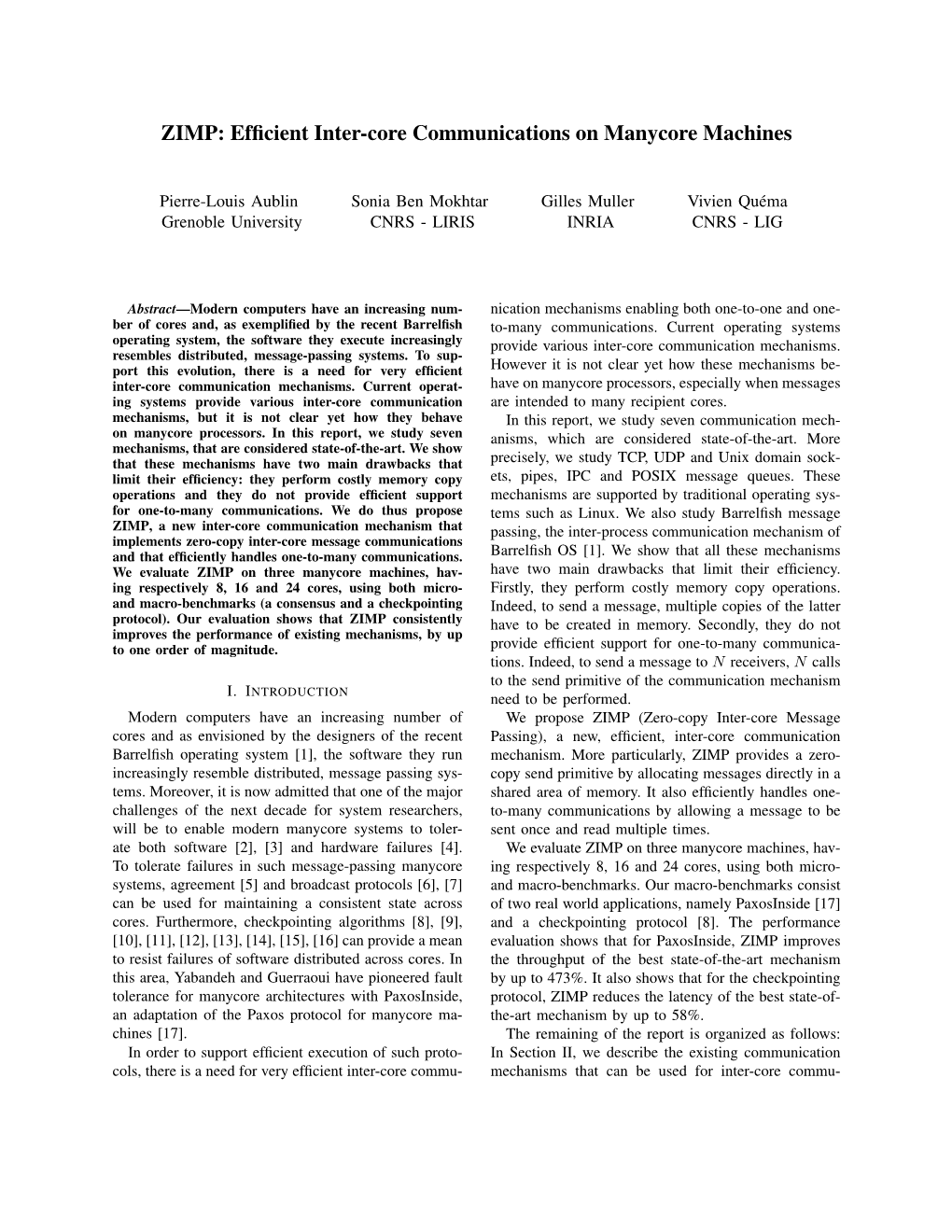 Efficient Inter-Core Communications on Manycore Machines