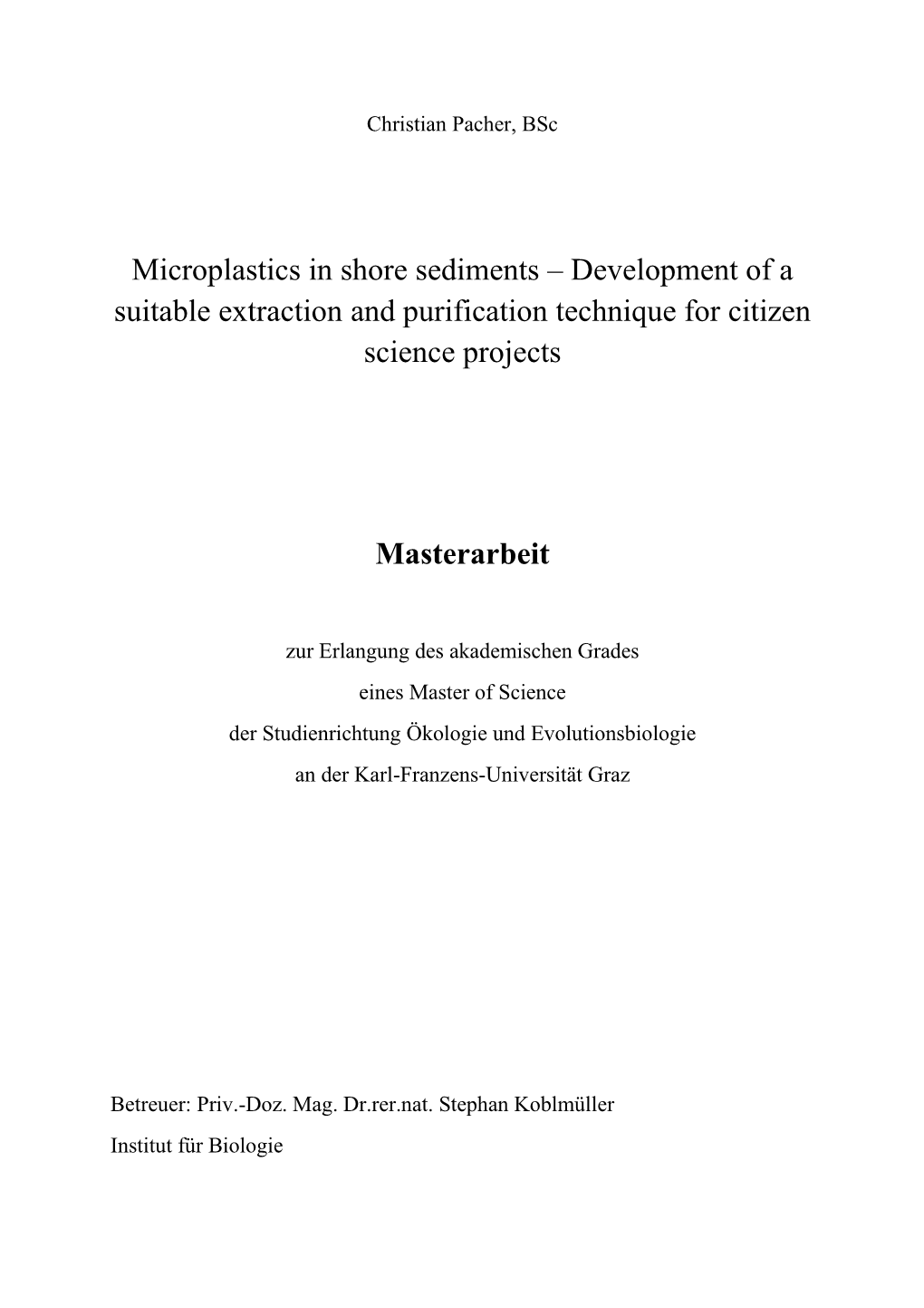 Microplastics in Shore Sediments – Development of a Suitable Extraction and Purification Technique for Citizen Science Projects