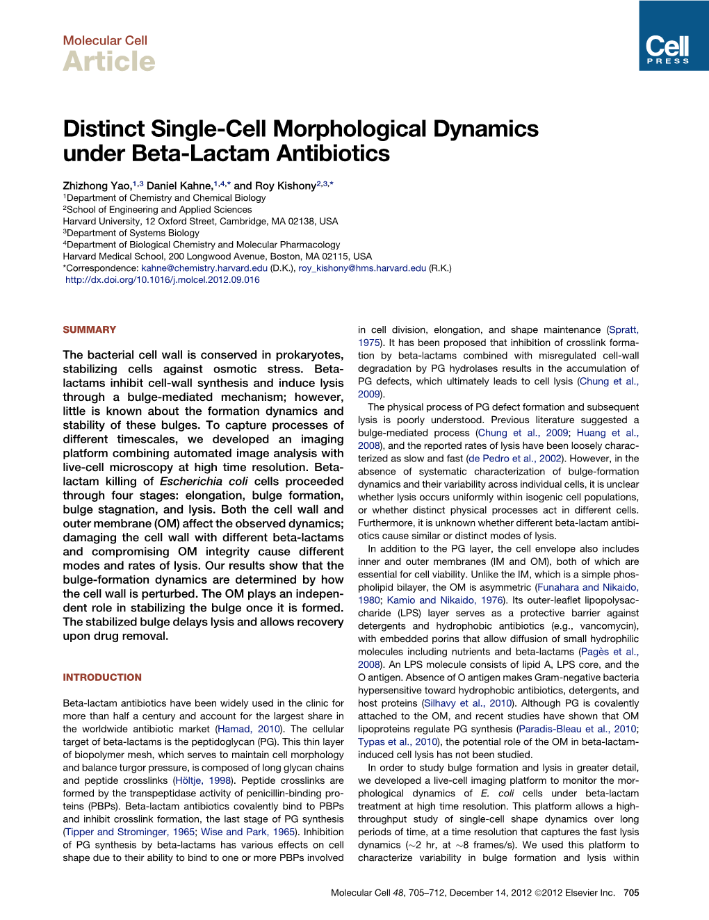 Distinct Single-Cell Morphological Dynamics Under Beta-Lactam Antibiotics