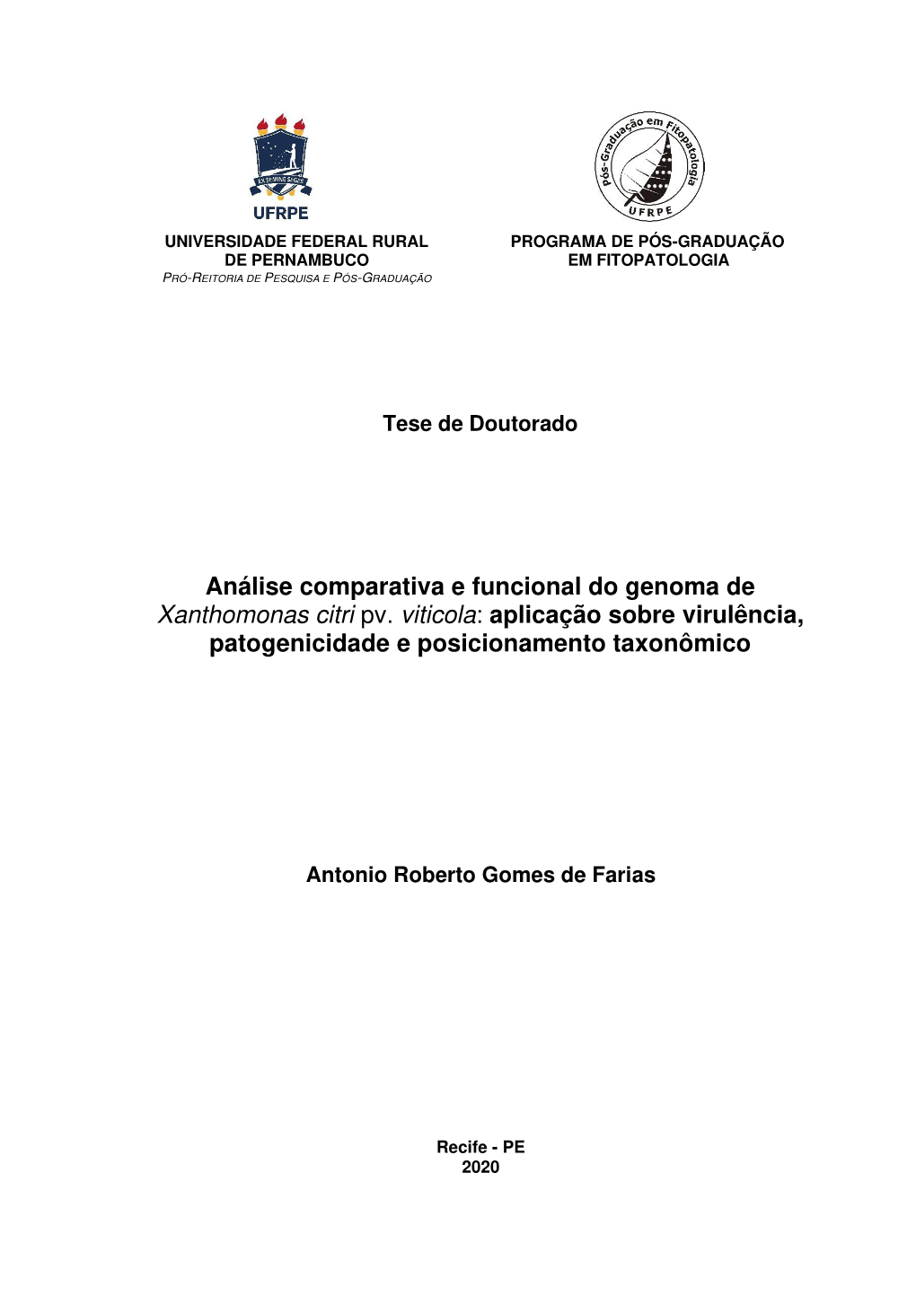 Análise Comparativa E Funcional Do Genoma De Xanthomonas Citri Pv