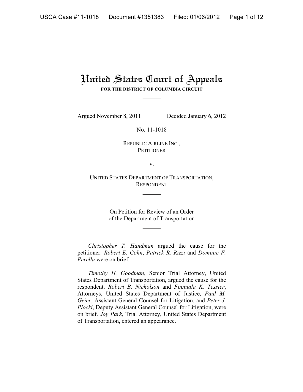 United States Court of Appeals for the DISTRICT of COLUMBIA CIRCUIT