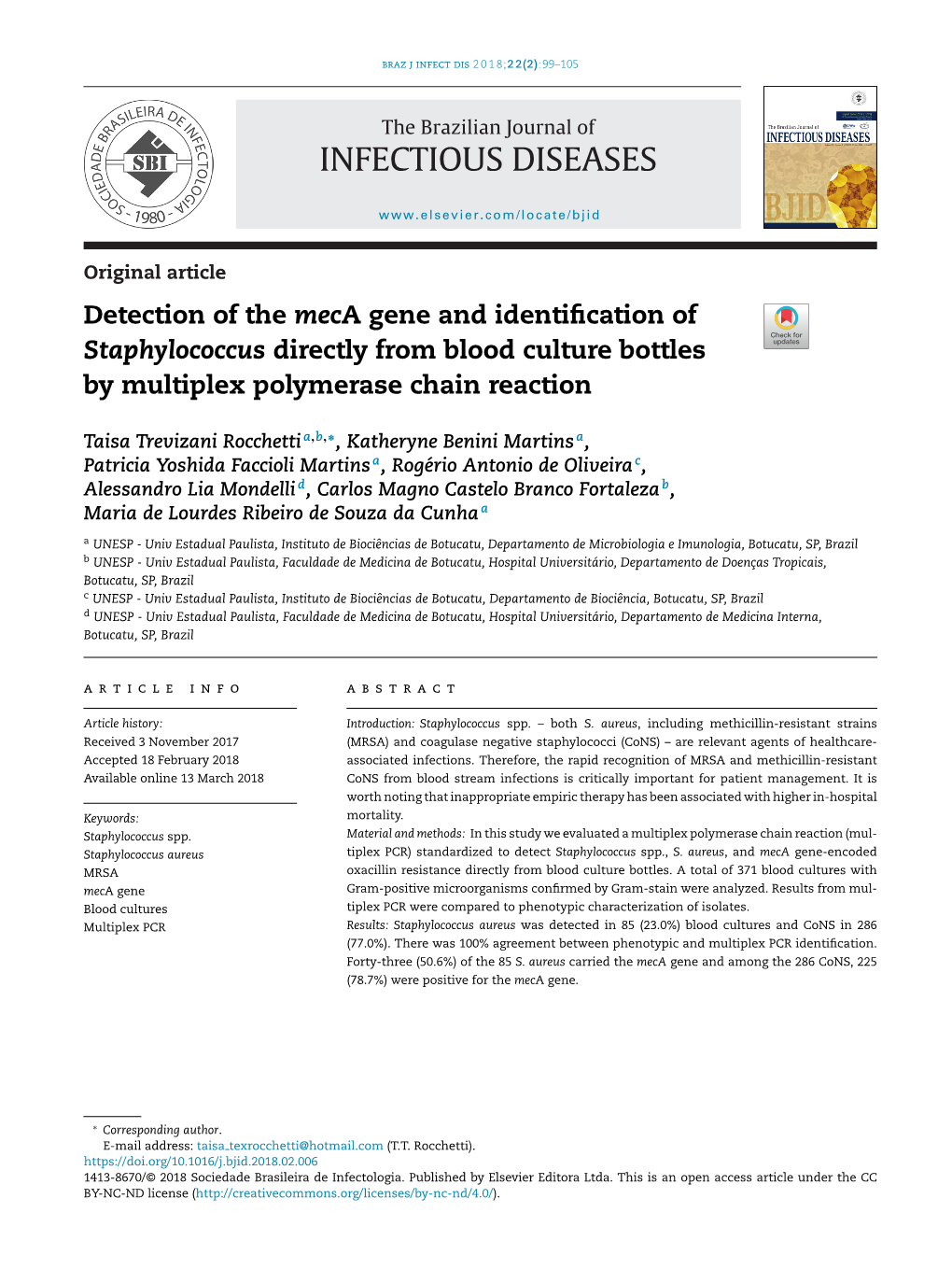 Detection of the Meca Gene and Identification of Staphylococcus