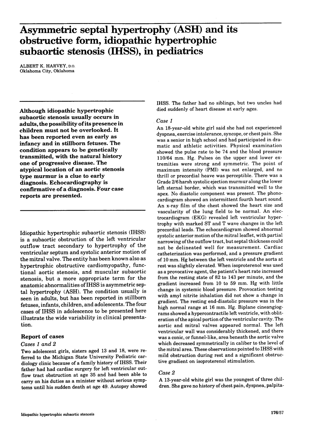 And Its Obstructive Form, Idiopathic Hypertrophic Subaortic Stenosis (IHSS), in Pediatrics