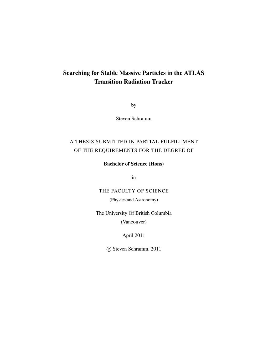 Searching for Stable Massive Particles in the ATLAS Transition Radiation Tracker