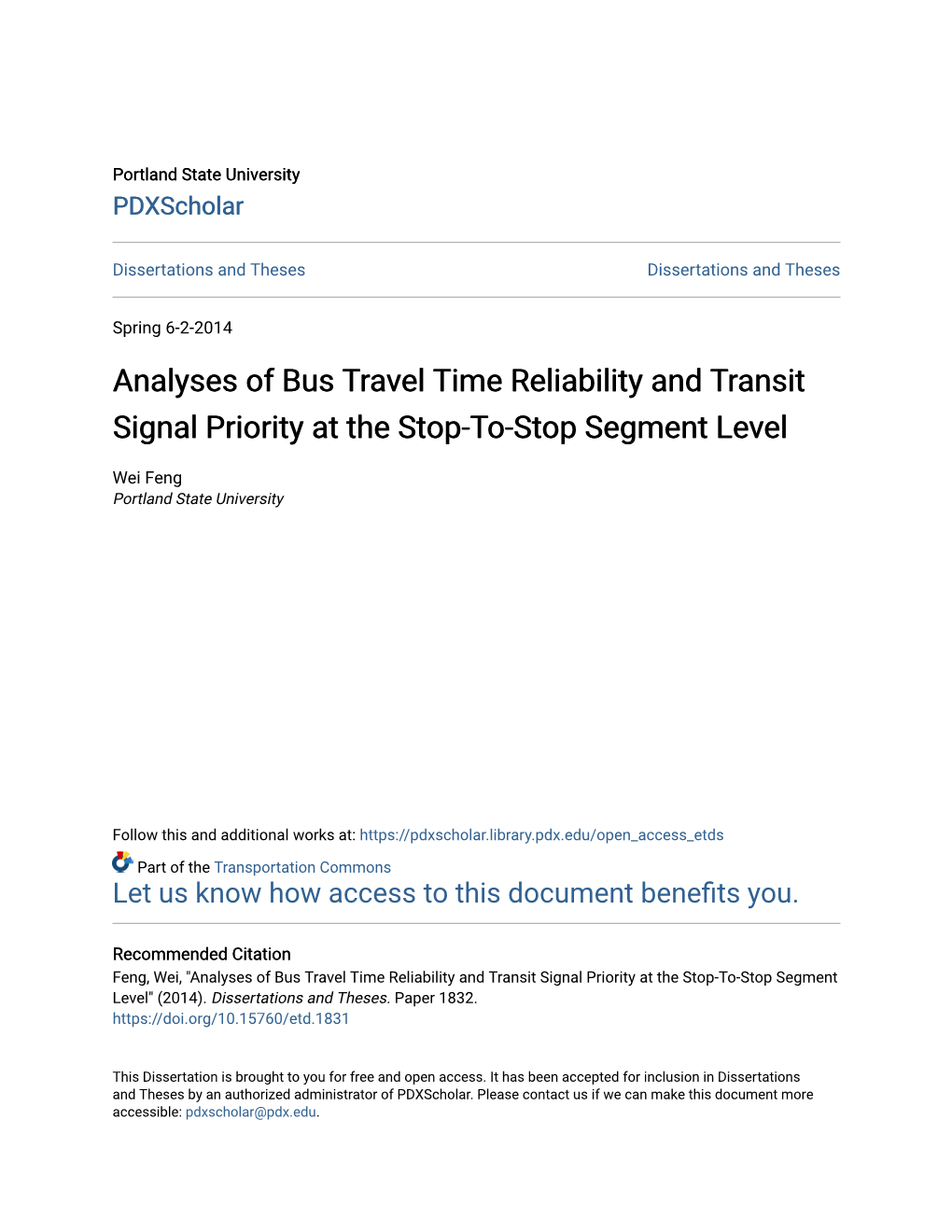 Analyses of Bus Travel Time Reliability and Transit Signal Priority at the Stop-To-Stop Segment Level