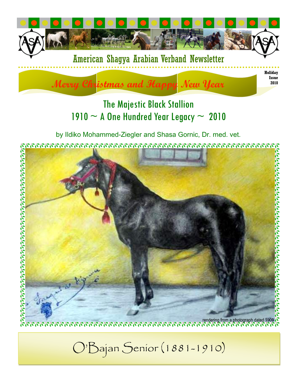 O'bajan Senior (1881-1910) the Majestic Black Stallion 1910 ~ A