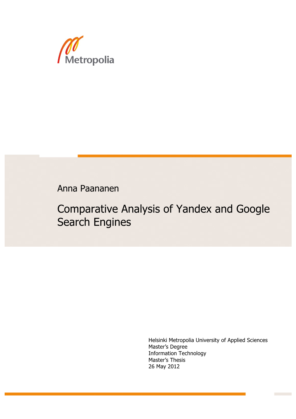 Comparative Analysis of Yandex and Google Search Engines