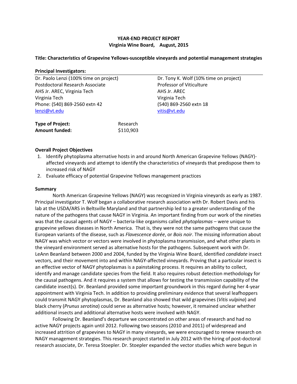 Characteristics of Grapevine Yellows-Susceptible Vineyards and Potential Management Strategies