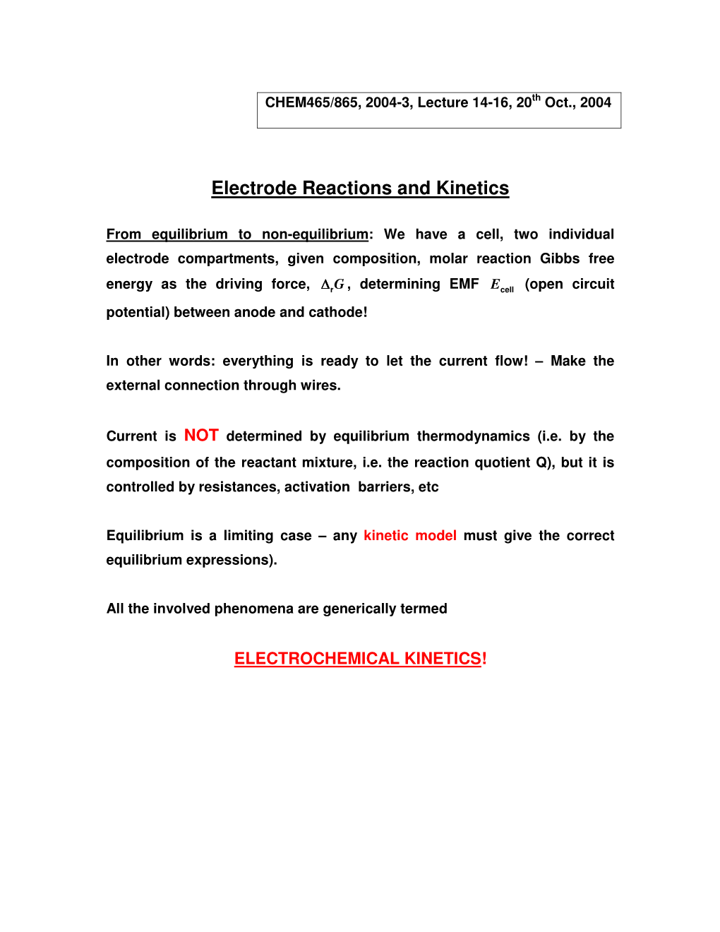 Electrode Reactions and Kinetics