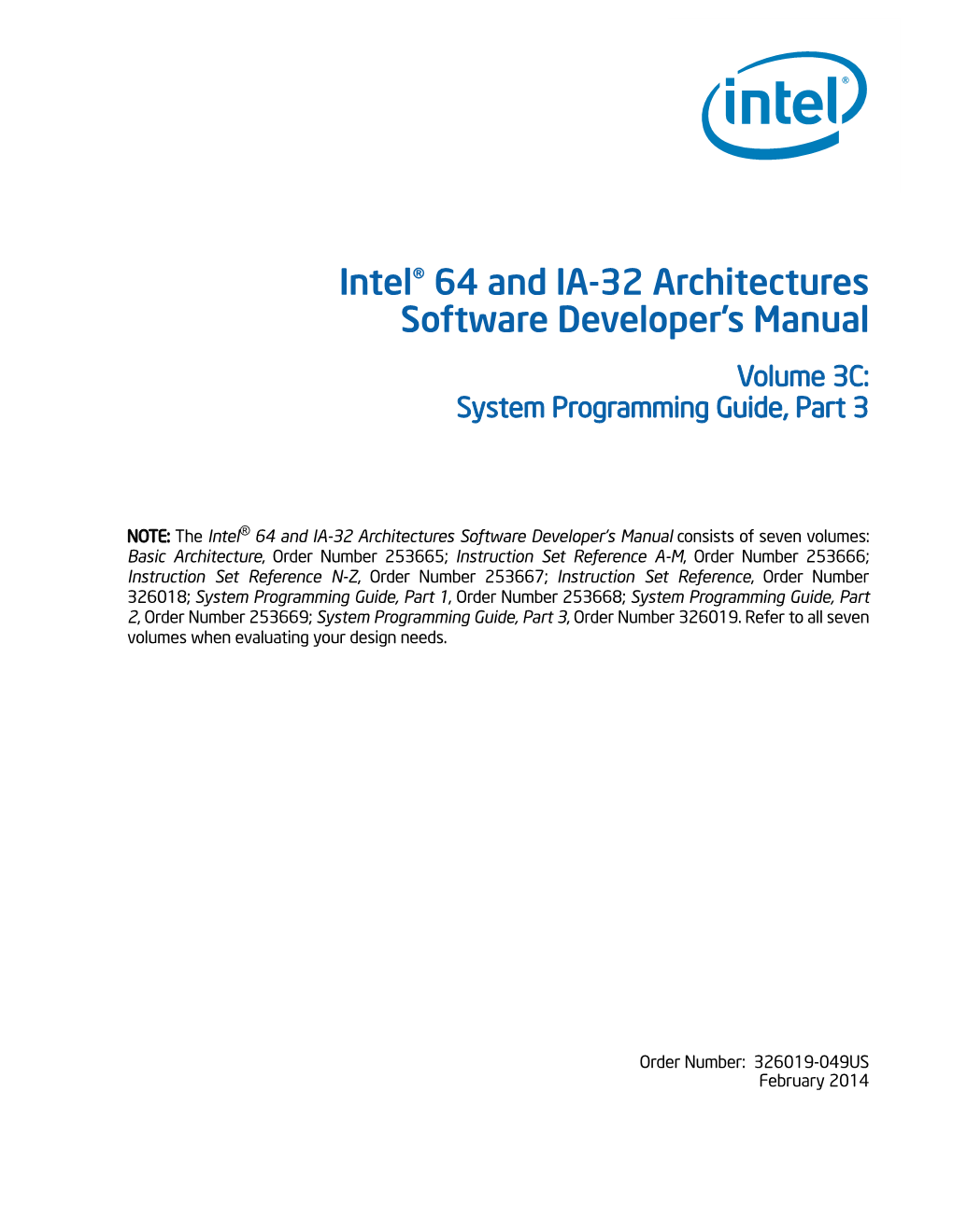 Intel® 64 and IA-32 Architectures Software Developer's Manual, Volume 3C: System Programming Guide, Part 3