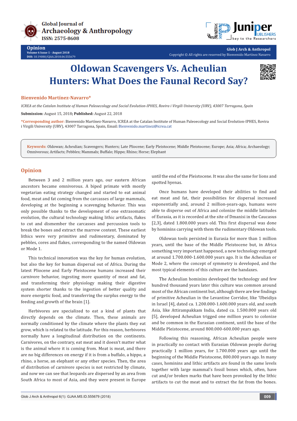 Oldowan Scavengers Vs. Acheulian Hunters: What Does the Faunal Record Say?