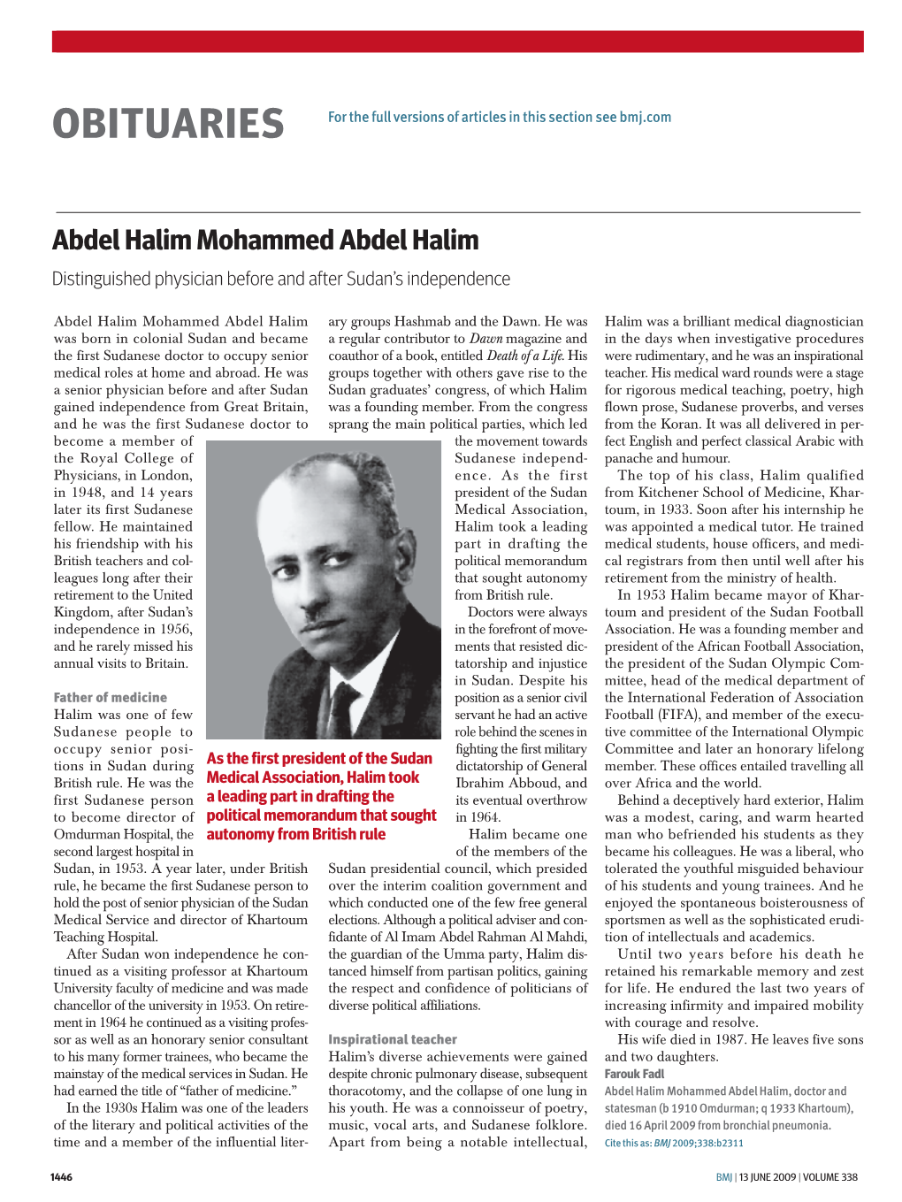 Abdel Halim Mohammed Abdel Halim Distinguished Physician Before and After Sudan’S Independence