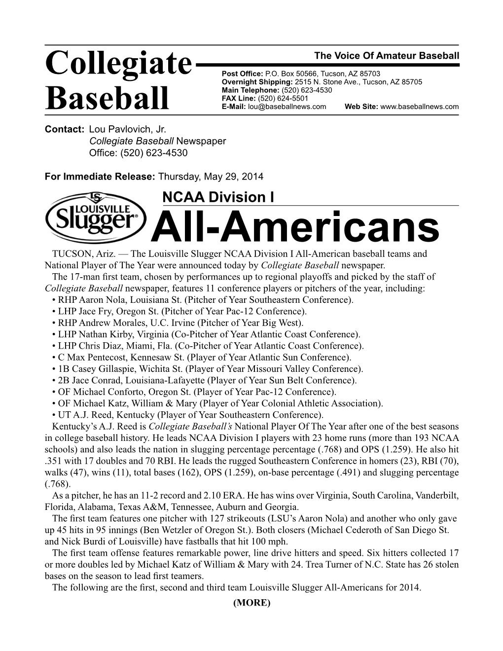 2014 All-American Release Spring 5-29-14.Indd