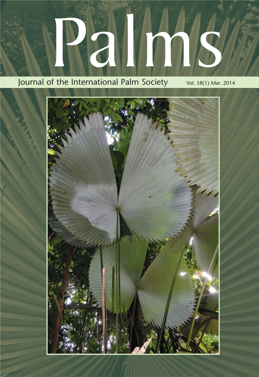 Journal of the International Palm Society Vol. 58(1) Mar. 2014 the INTERNATIONAL PALM SOCIETY, INC