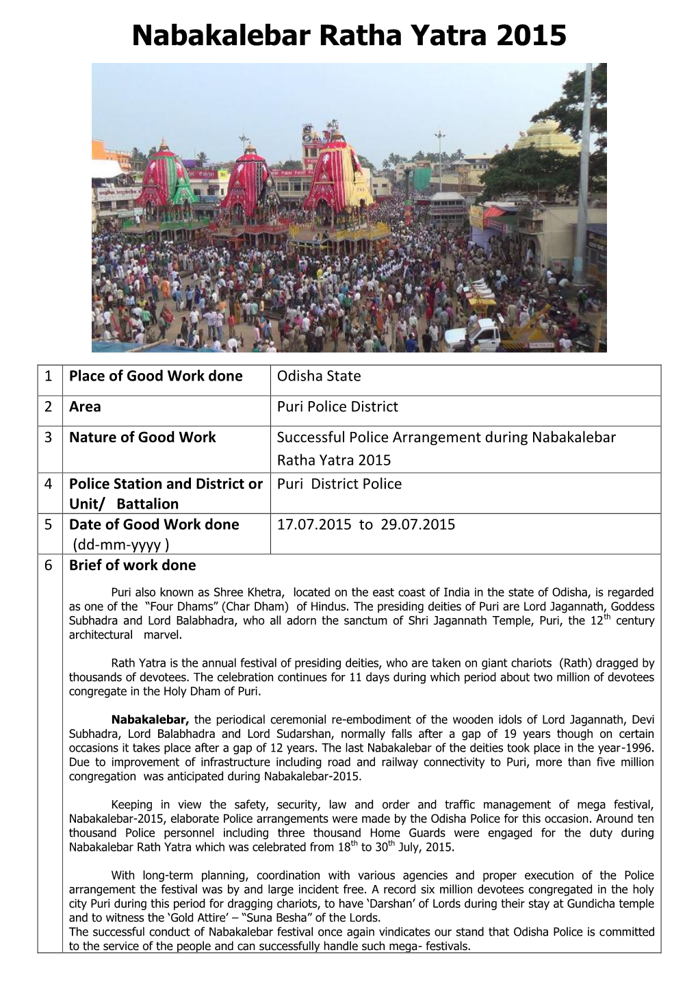 Nabakalebar Ratha Yatra 2015