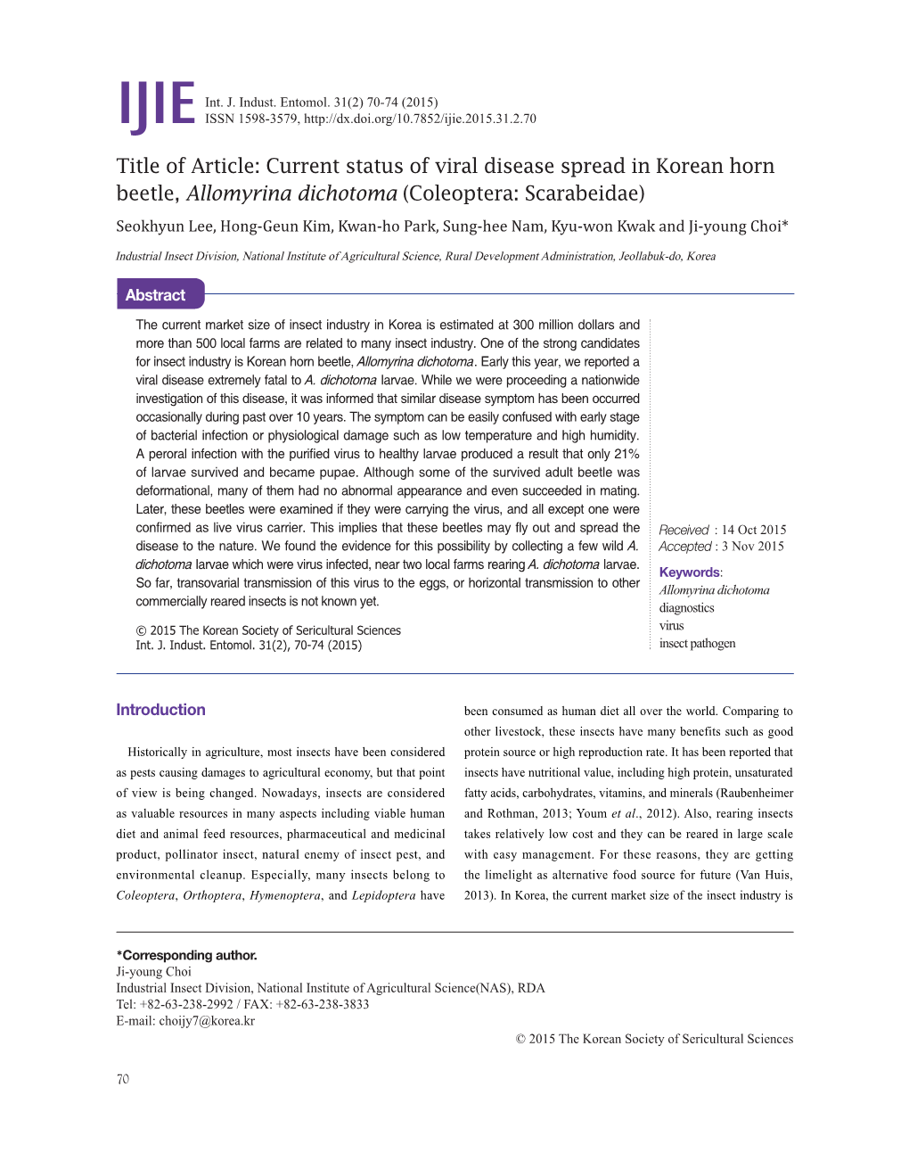 Title of Article: Current Status of Viral Disease Spread In