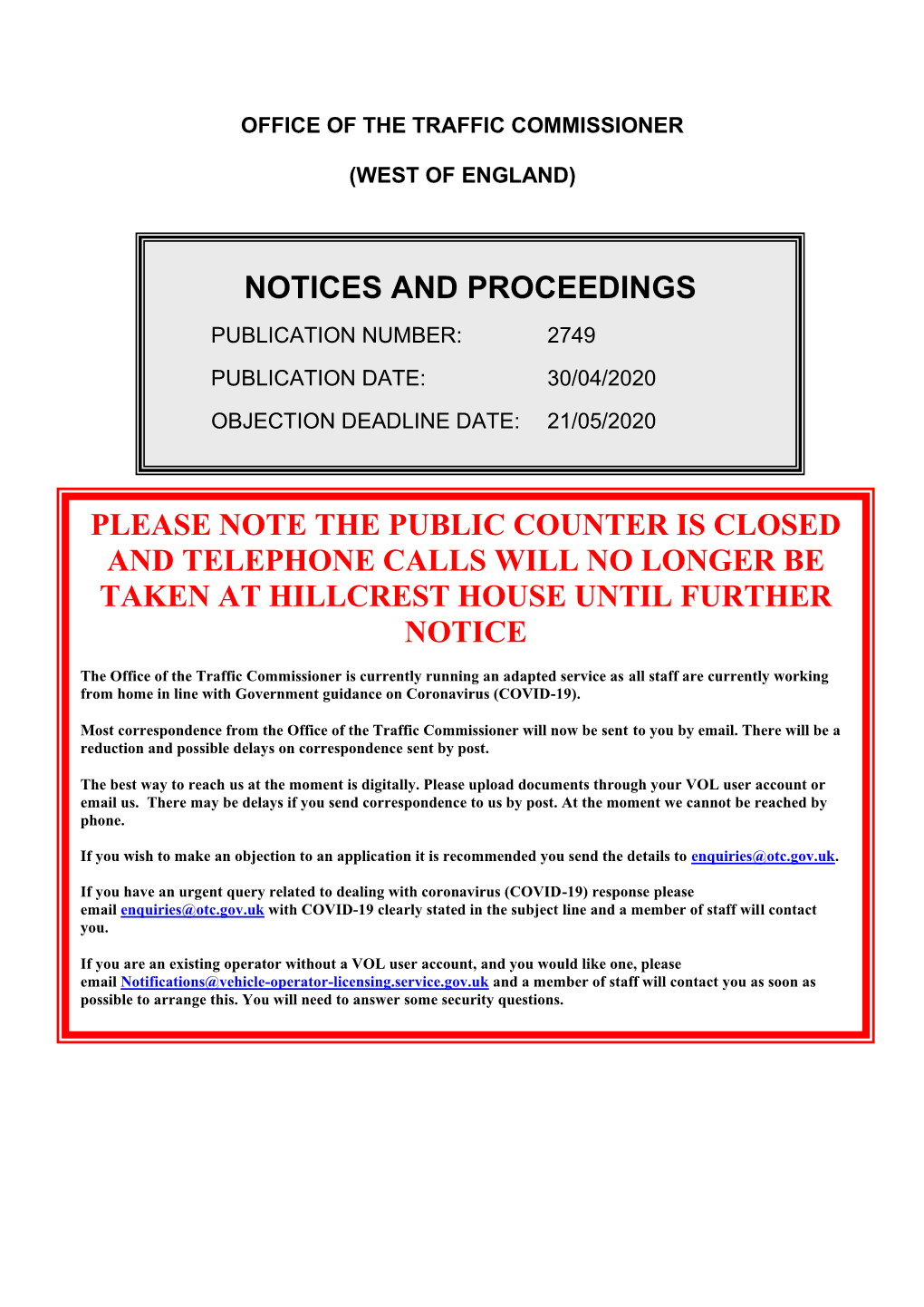 Notices and Proceedings for the West of England