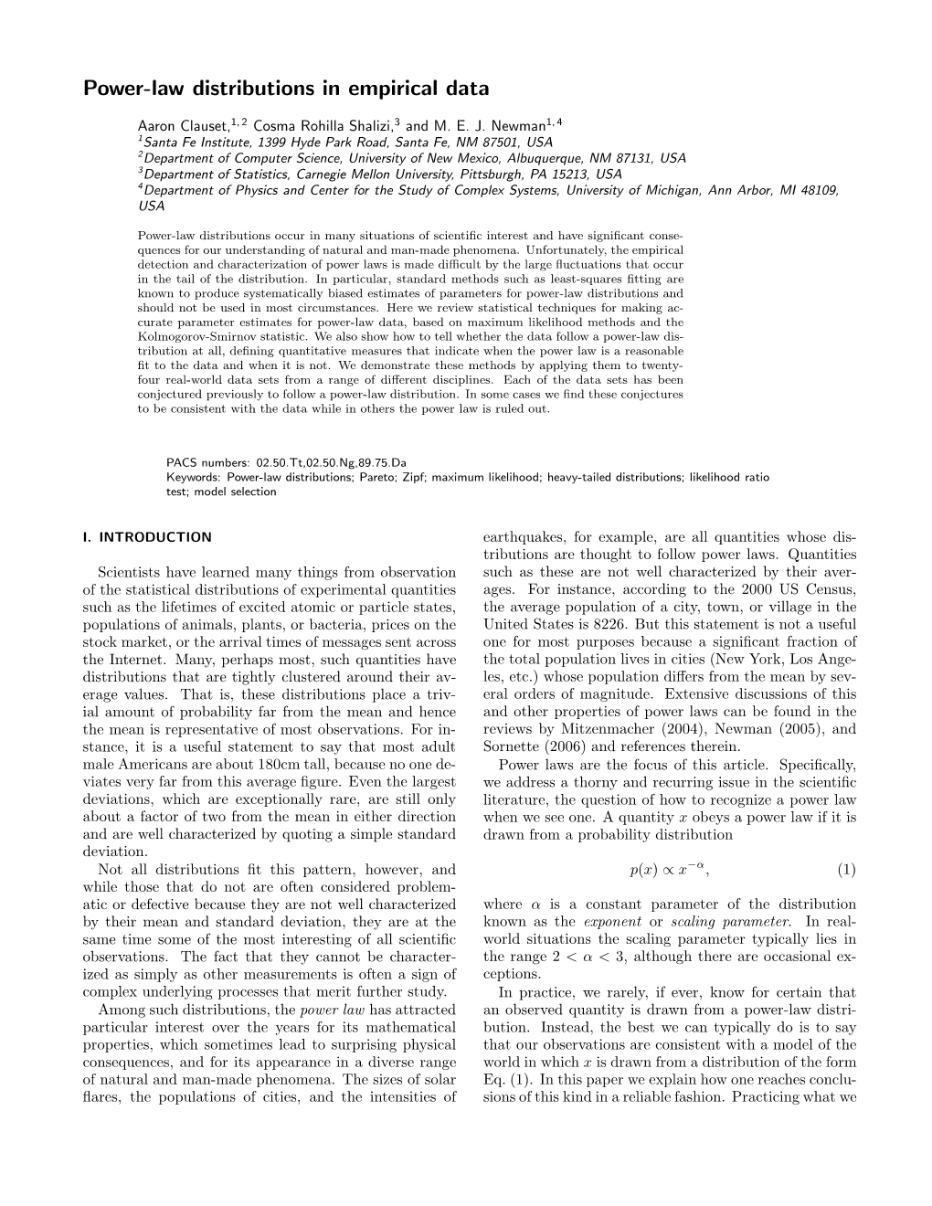 Power-Law Distributions in Empirical Data