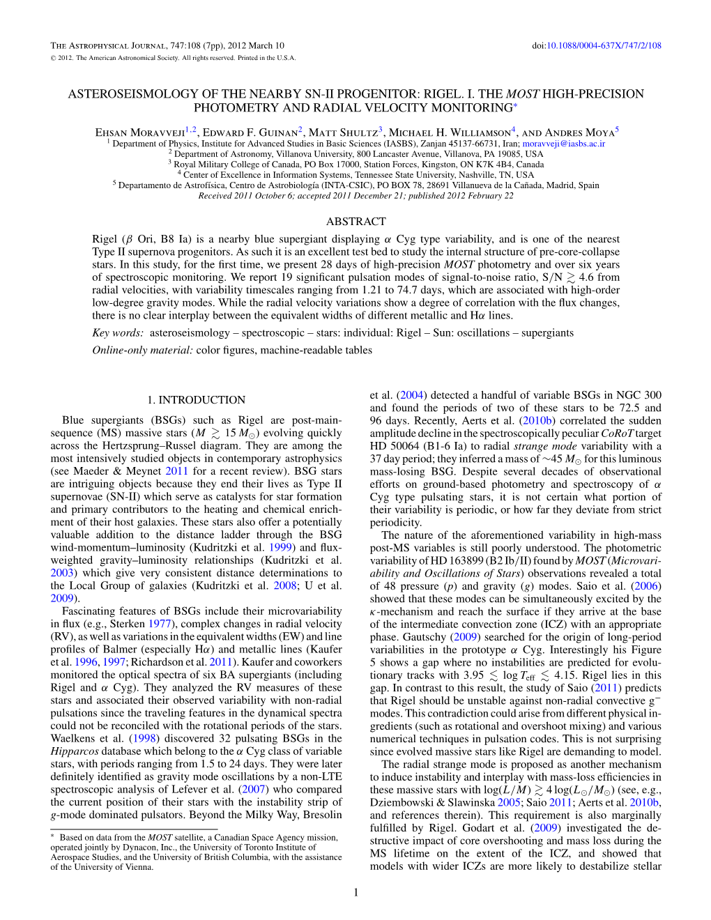 MOST Photometry and 2M AST Monitoring of Rigel