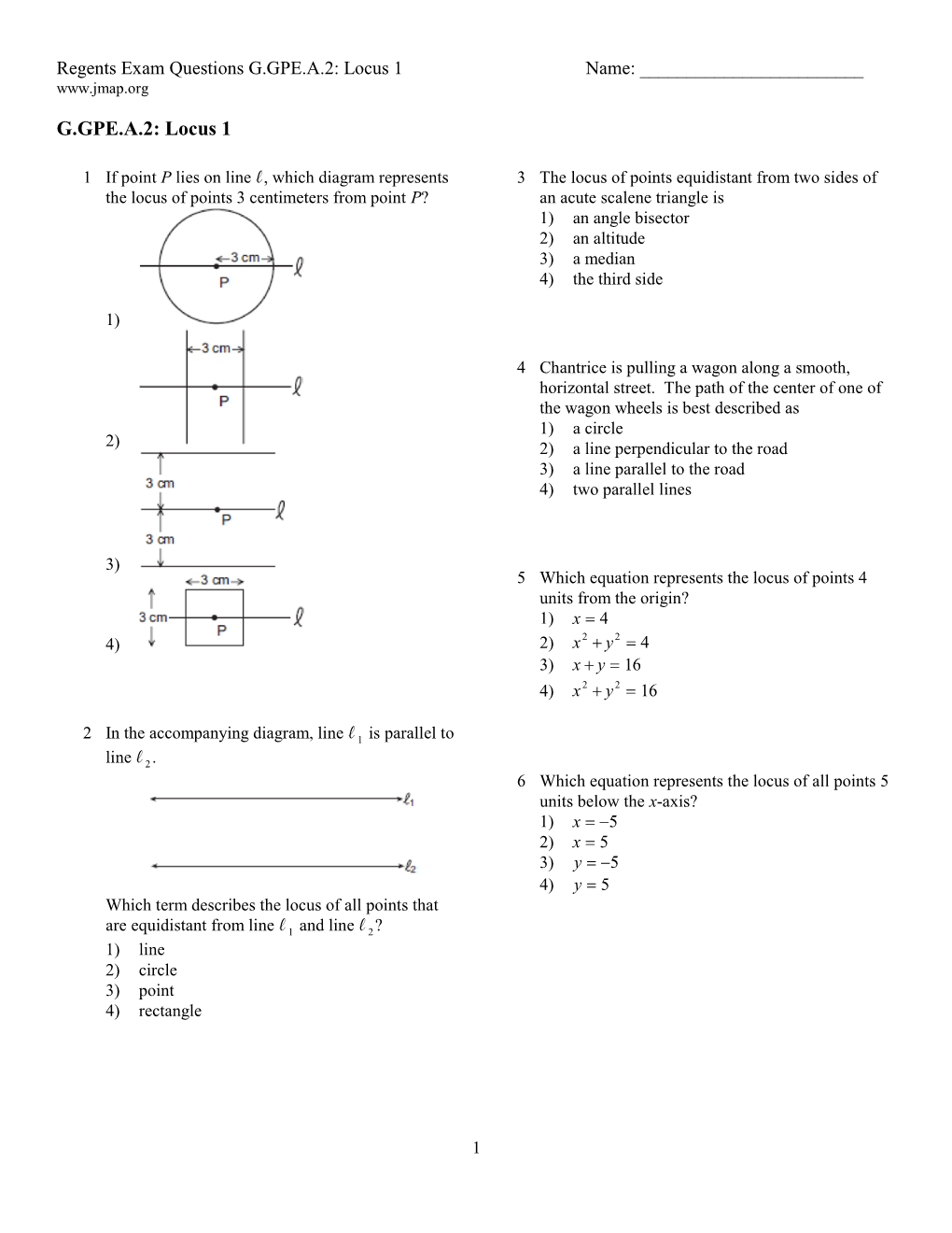 Regents Exam Questions G.GPE.A.2: Locus 1 Name: ______