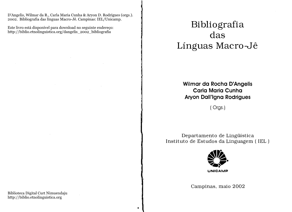 Bibliografia Das Línguas Macro-Jê