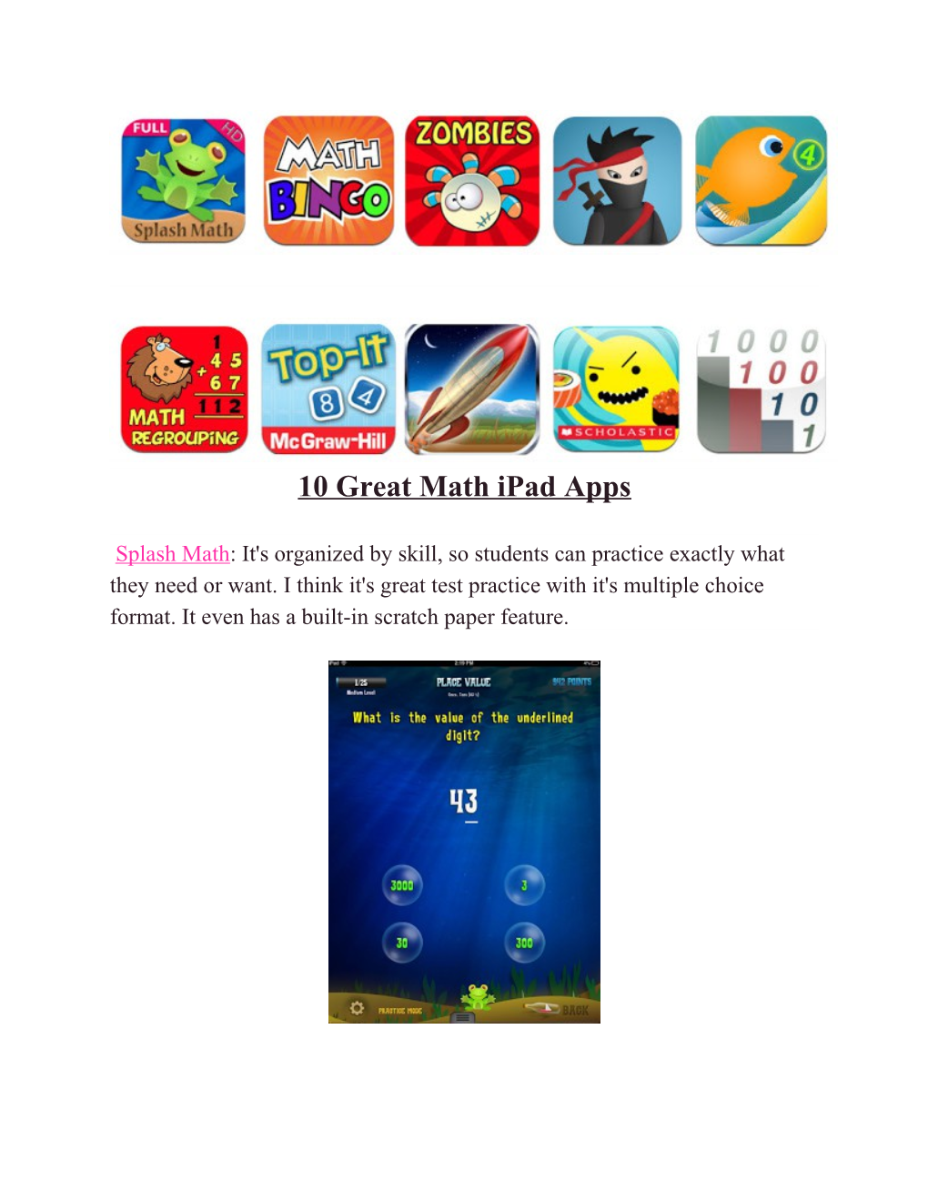 10 Great Math Ipad Apps