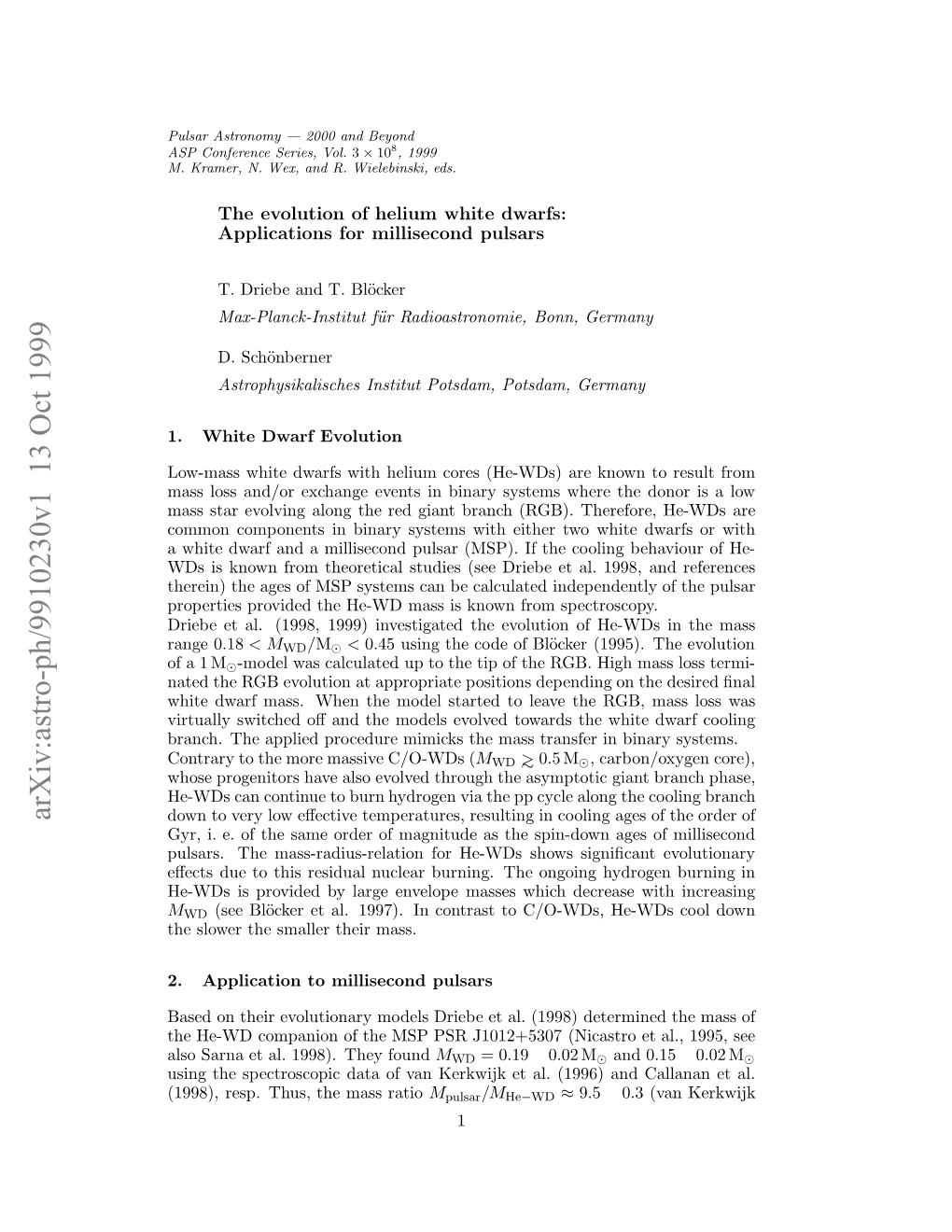 The Evolution of Helium White Dwarfs: Applications to Millisecond