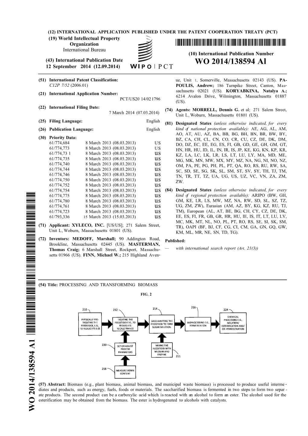 WO 2014/138594 Al 12 September 2014 (12.09.2014) P O P C T