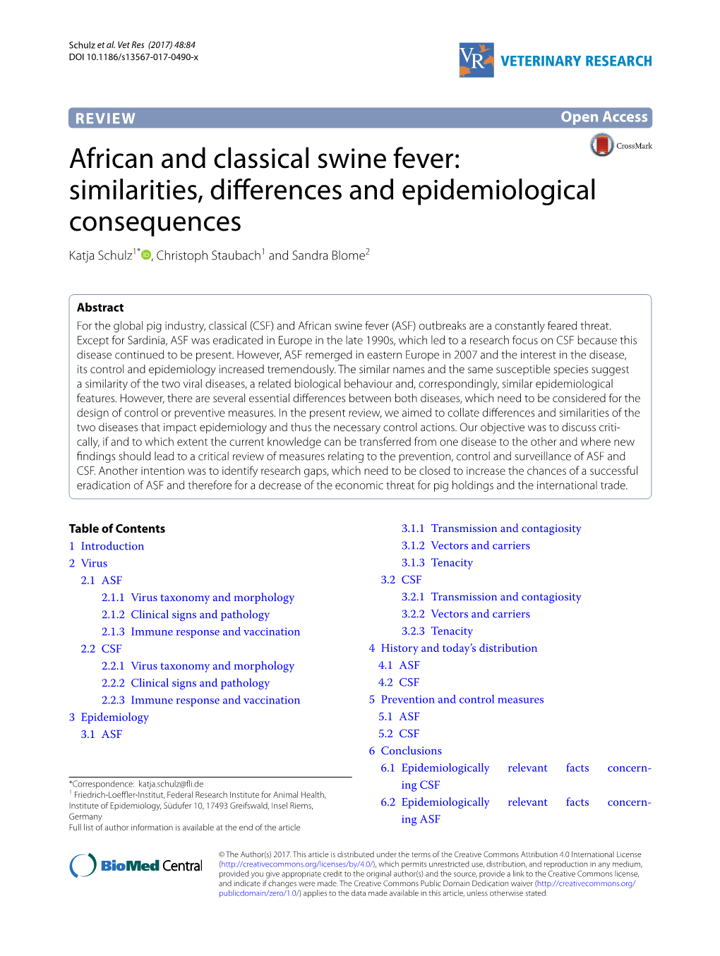 African and Classical Swine Fever: Similarities, Differences And