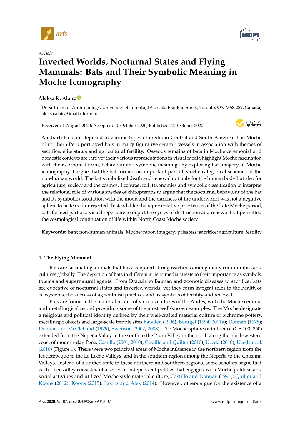 Bats and Their Symbolic Meaning in Moche Iconography