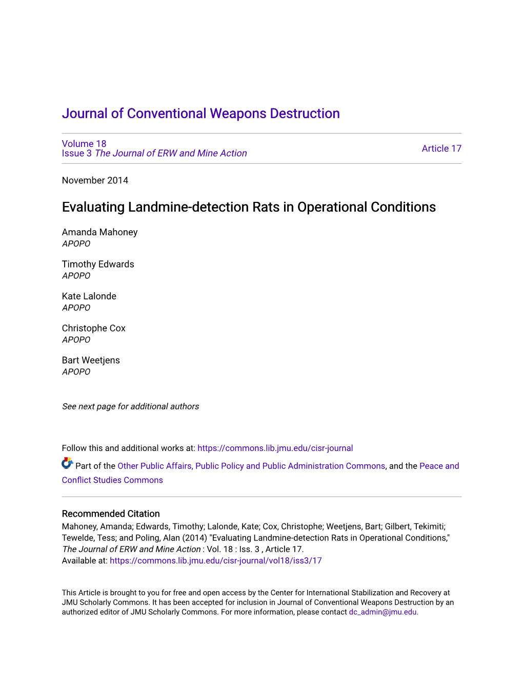 Evaluating Landmine-Detection Rats in Operational Conditions