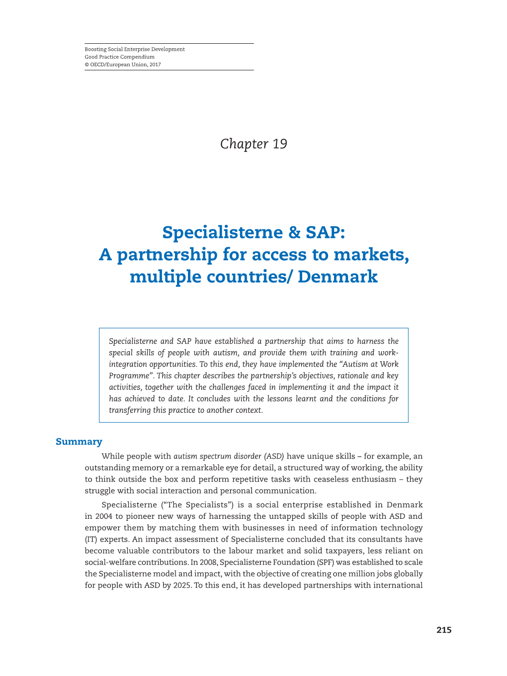 Specialisterne & SAP: a Partnership for Access to Markets, Multiple