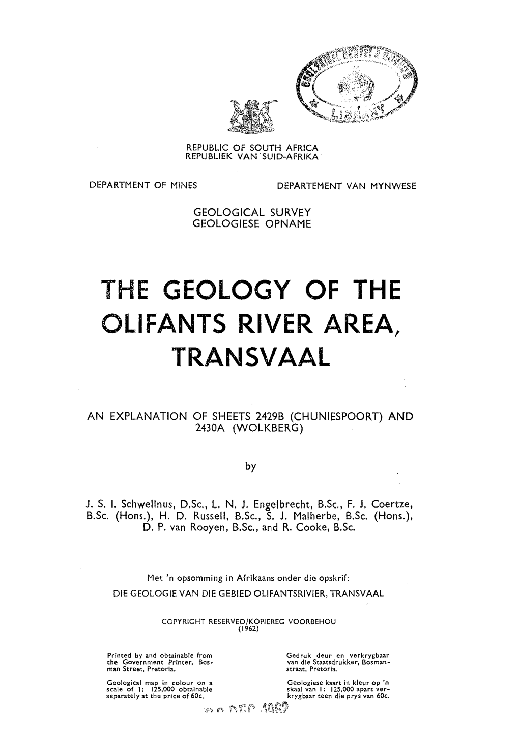 The Geology of the Olifants River Area, Transvaal