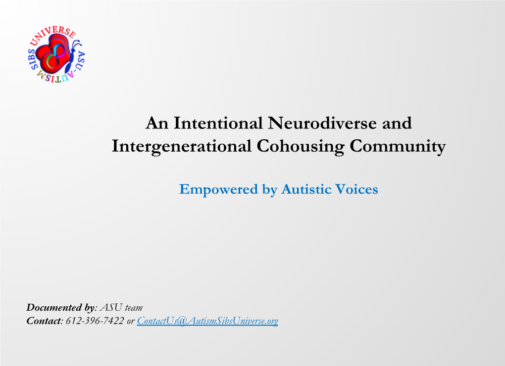 An Intentional Neurodiverse and Intergenerational Cohousing Community