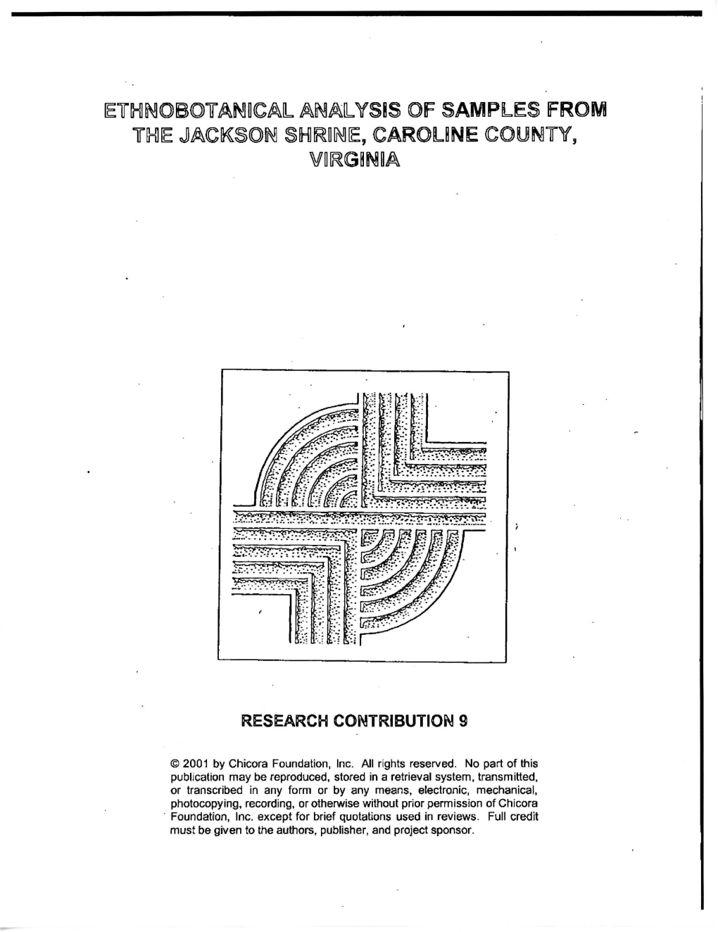 Ethnobotanical Analysis of Samples from the Jackson Shrine, Carolina