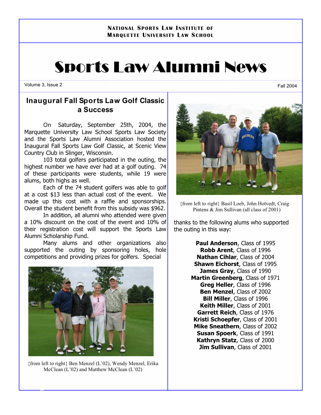 Sports Law Alumni News